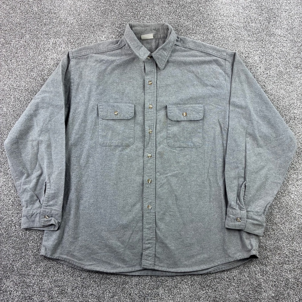 Vintage Five Brother Chamois Shirt Mens 2XL Gray Button Down Long Sleeve Flannel